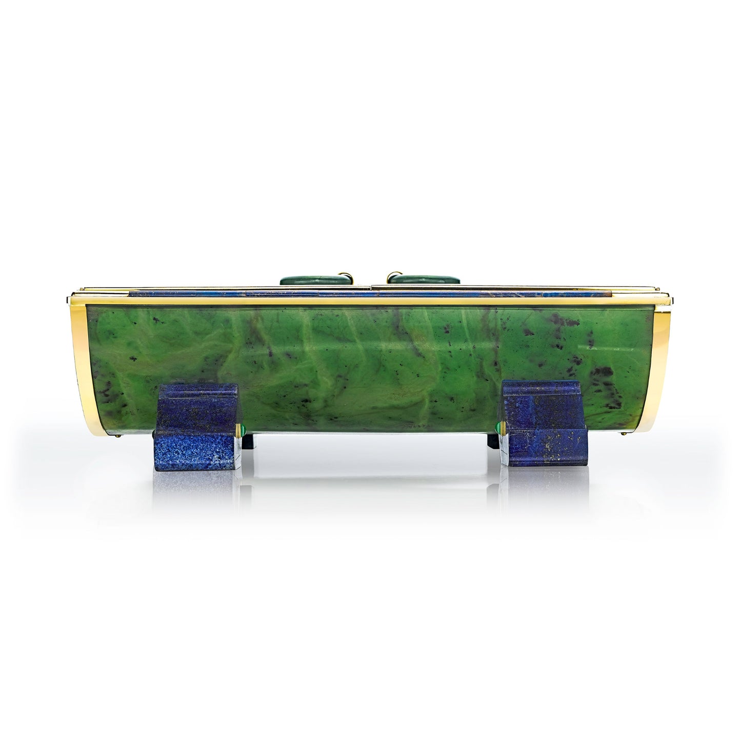 Art Deco Crystal, Nephrite, Lapis Lazuli, and Gold Box by Cartier, Paris, circa 1928