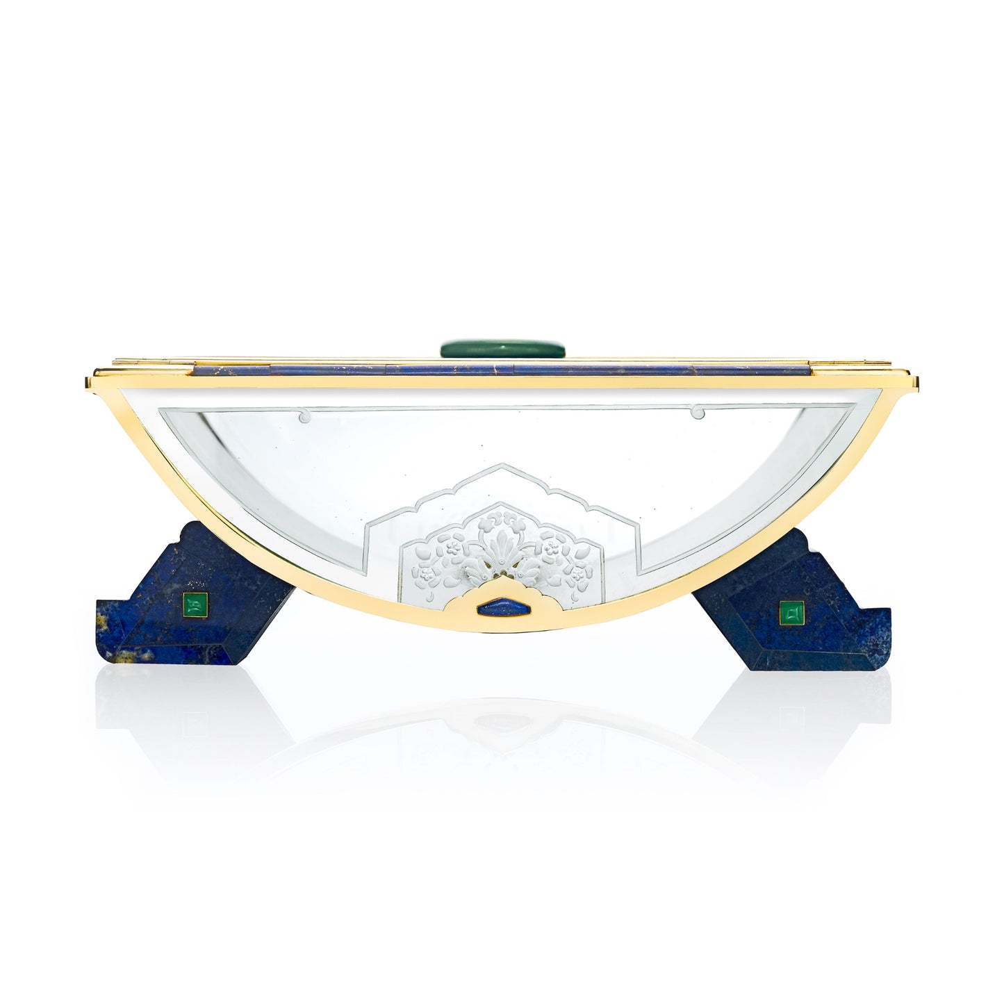Art Deco Crystal, Nephrite, Lapis Lazuli, and Gold Box by Cartier, Paris, circa 1928