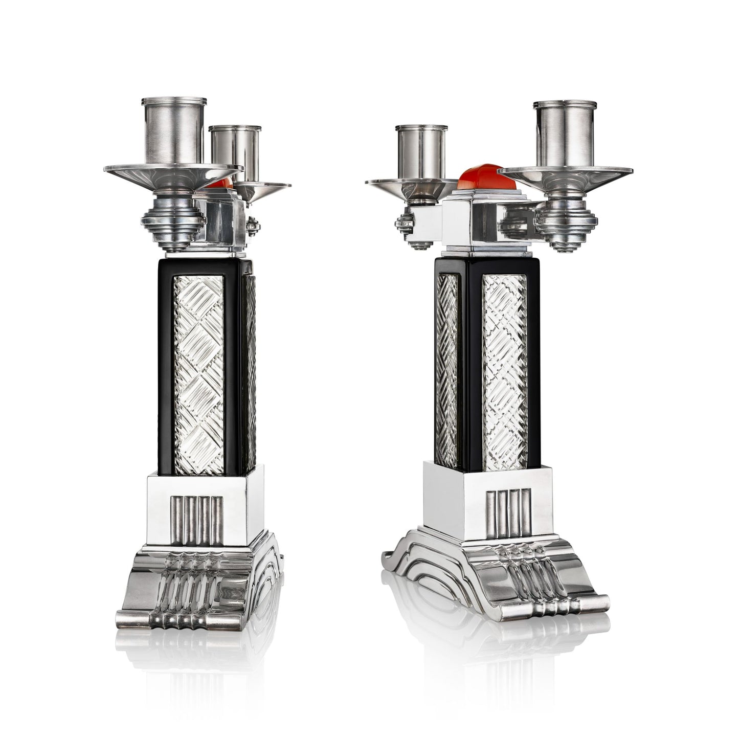 PAIR OF ART DECO CANDELABRA MADE BY ROBERT LINZELER FOR CARTIER, PARIS, CIRCA 1930
