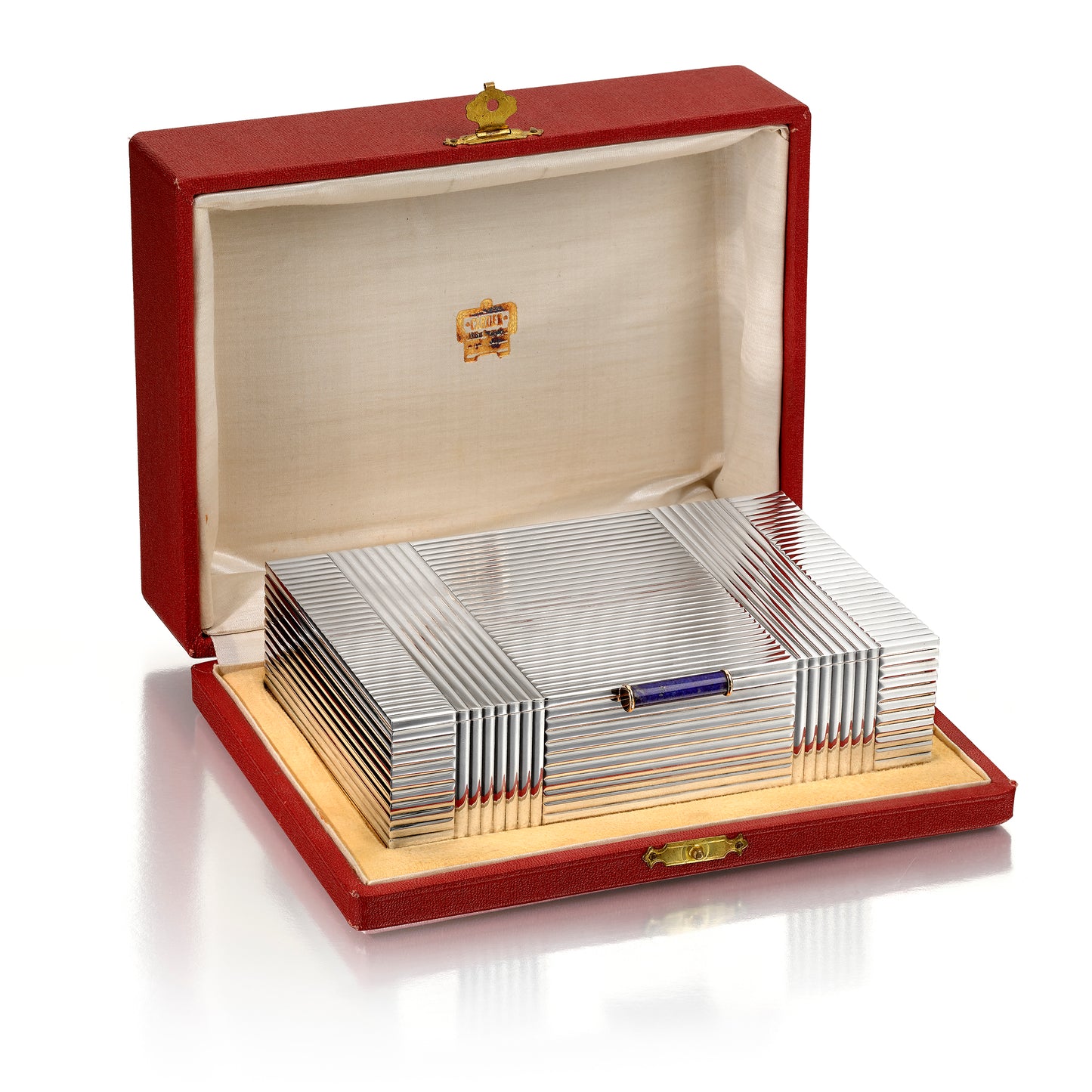 ART DECO SILVER, GOLD, AND LAPIS LAZULI BOX BY CARTIER, PARIS, CIRCA 1925