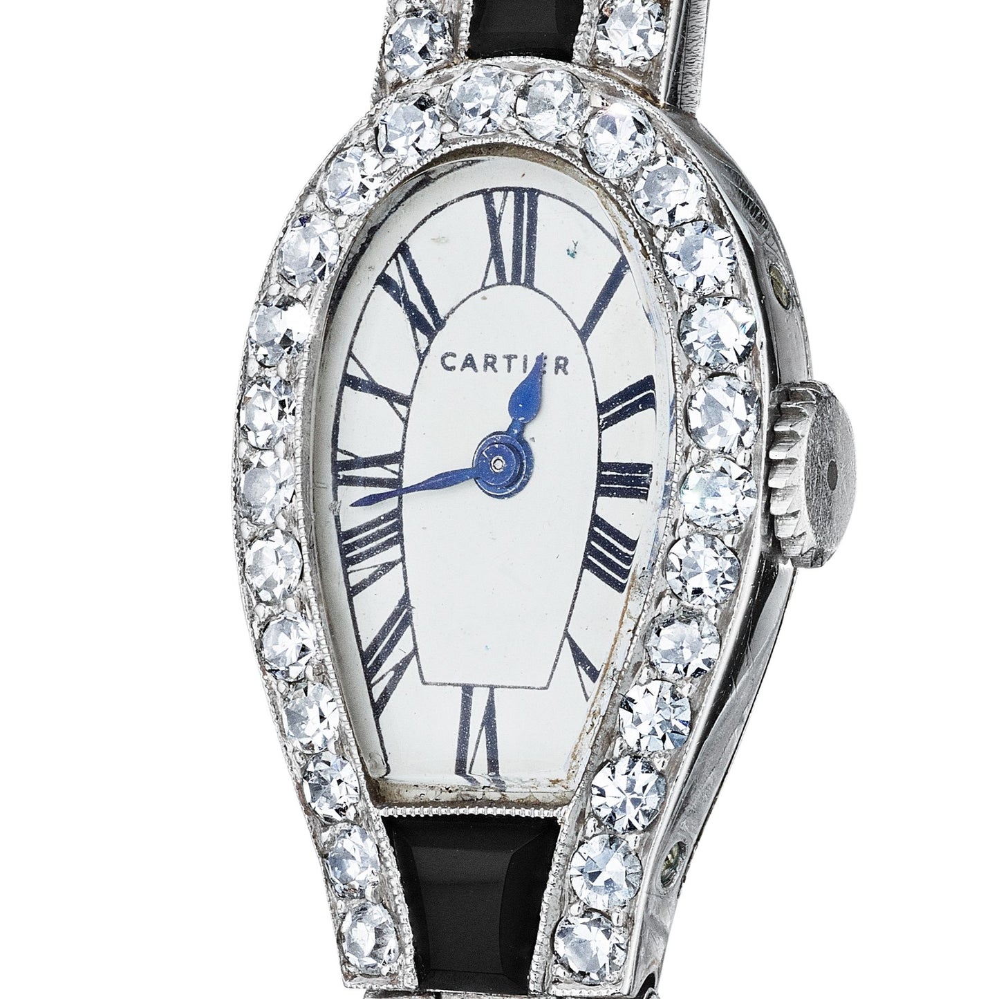 ART DECO DIAMOND AND ONYX BRACELET WATCH BY CARTIER, PARIS, CIRCA 1925