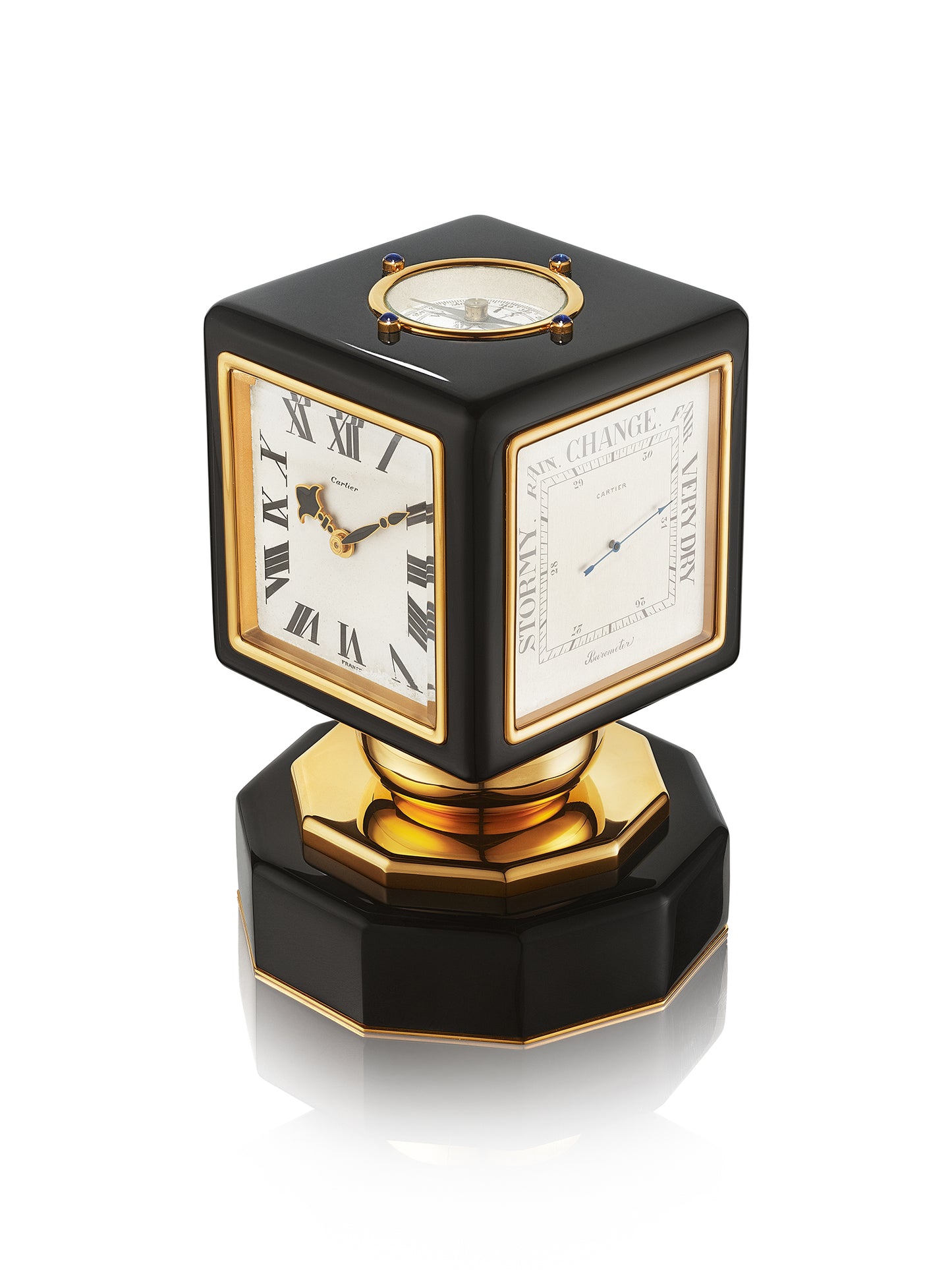 Art Deco Revolving Desk Clock Weather Station by Cartier, circa 1930