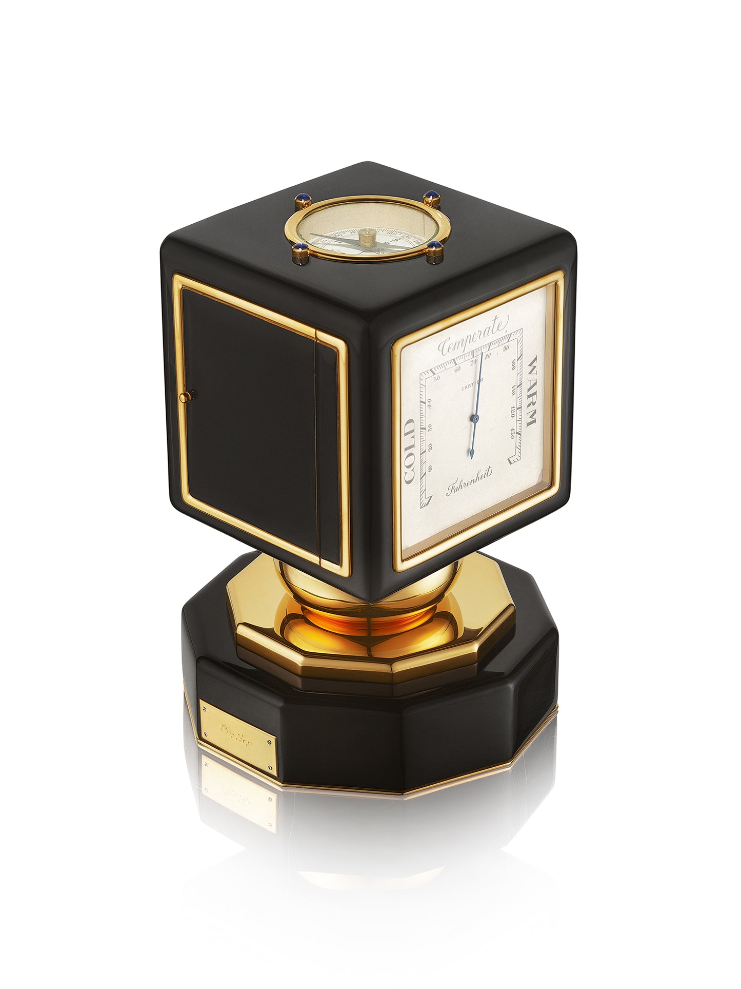 Art Deco Revolving Desk Clock Weather Station by Cartier, circa 1930