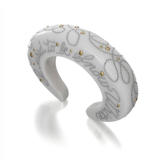 BAKELITE,  STEEL,  GOLD,  AND  DIAMOND  CUFF  BRACELET BY  DANIEL  BRUSH,  NEW  YORK,  2004