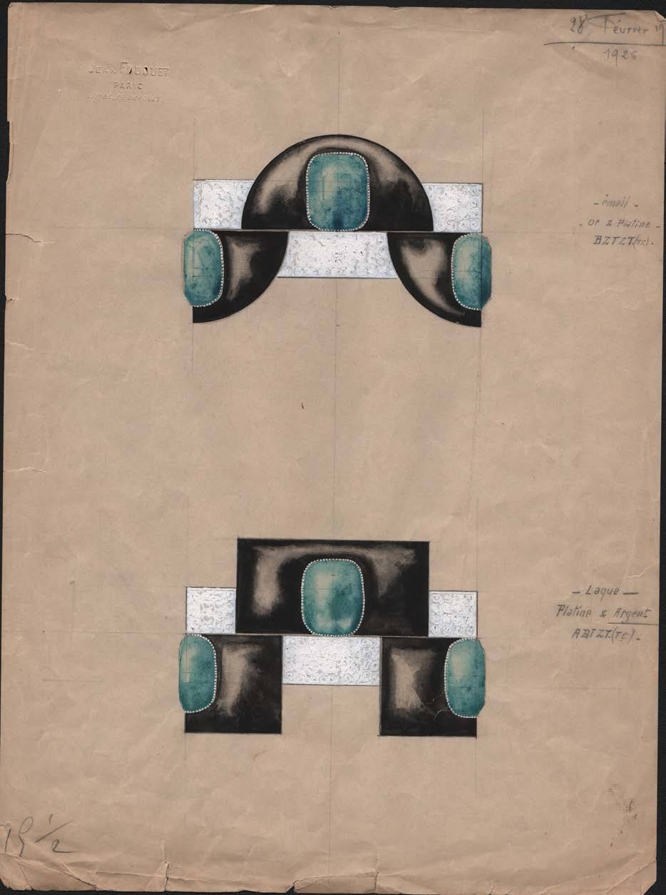 e original drawing accompanies the bracelet, stamped Jean Fouquet, Paris, and dated 1926