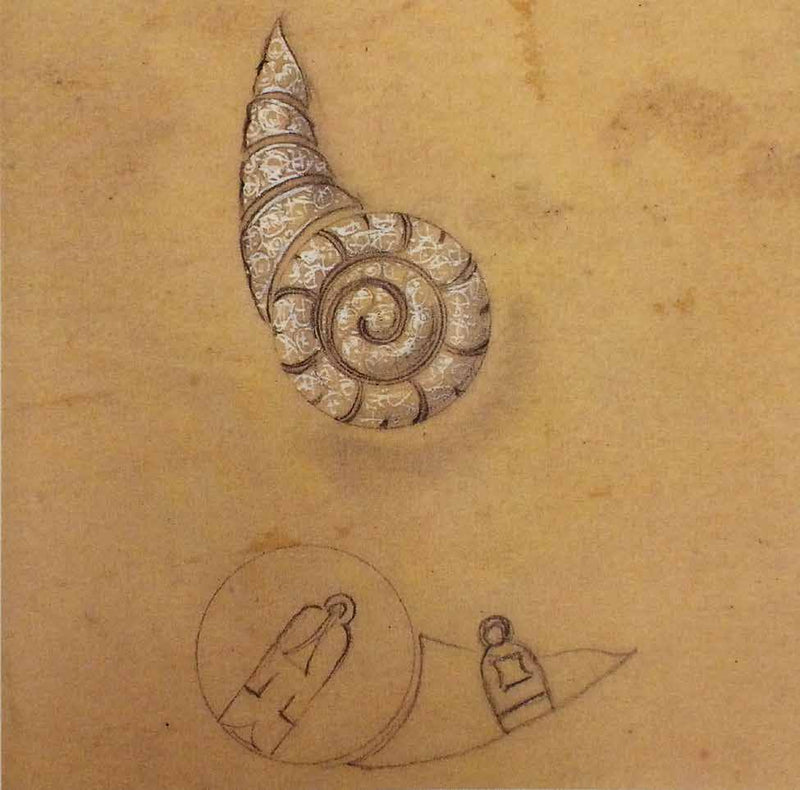 The original Boivin design drawing for the shell earrings, 1933.