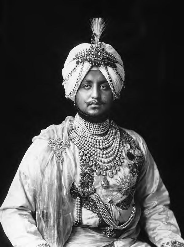 Bhupinder  Singh,  Maharaja  of  Patiala,  adorned  with  natural  pearls and  Golconda  diamonds,  photograph  circa  1930.