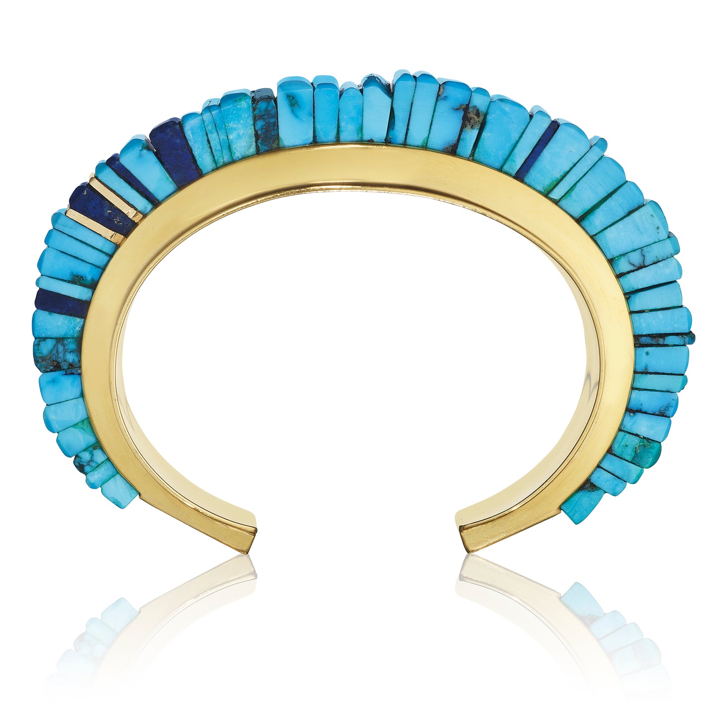 TURQUOISE, LAPIS LAZULI, AND GOLD CUFF BRACELET BY CHARLES LOLOMA, HOTEVILLA, ARIZONA, CIRCA 1975