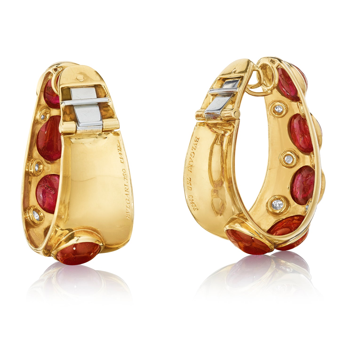 Ruby and Diamond Ear Hoops by Bulgari, Rome, circa 1980