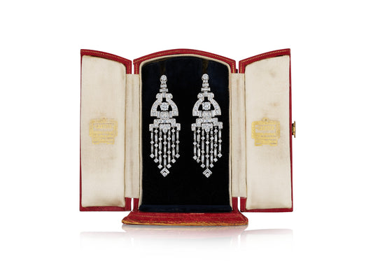 Art Deco Diamond Chandelier Earrings by Cartier, London, circa 1930