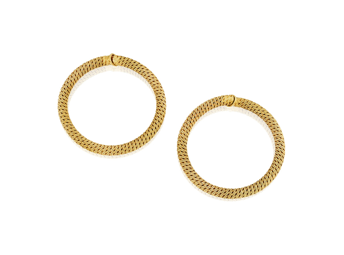 Pair of Gold “Paillette” Hoop Earrings by Georges Lenfant for Mauboussin, Paris, circa 1970