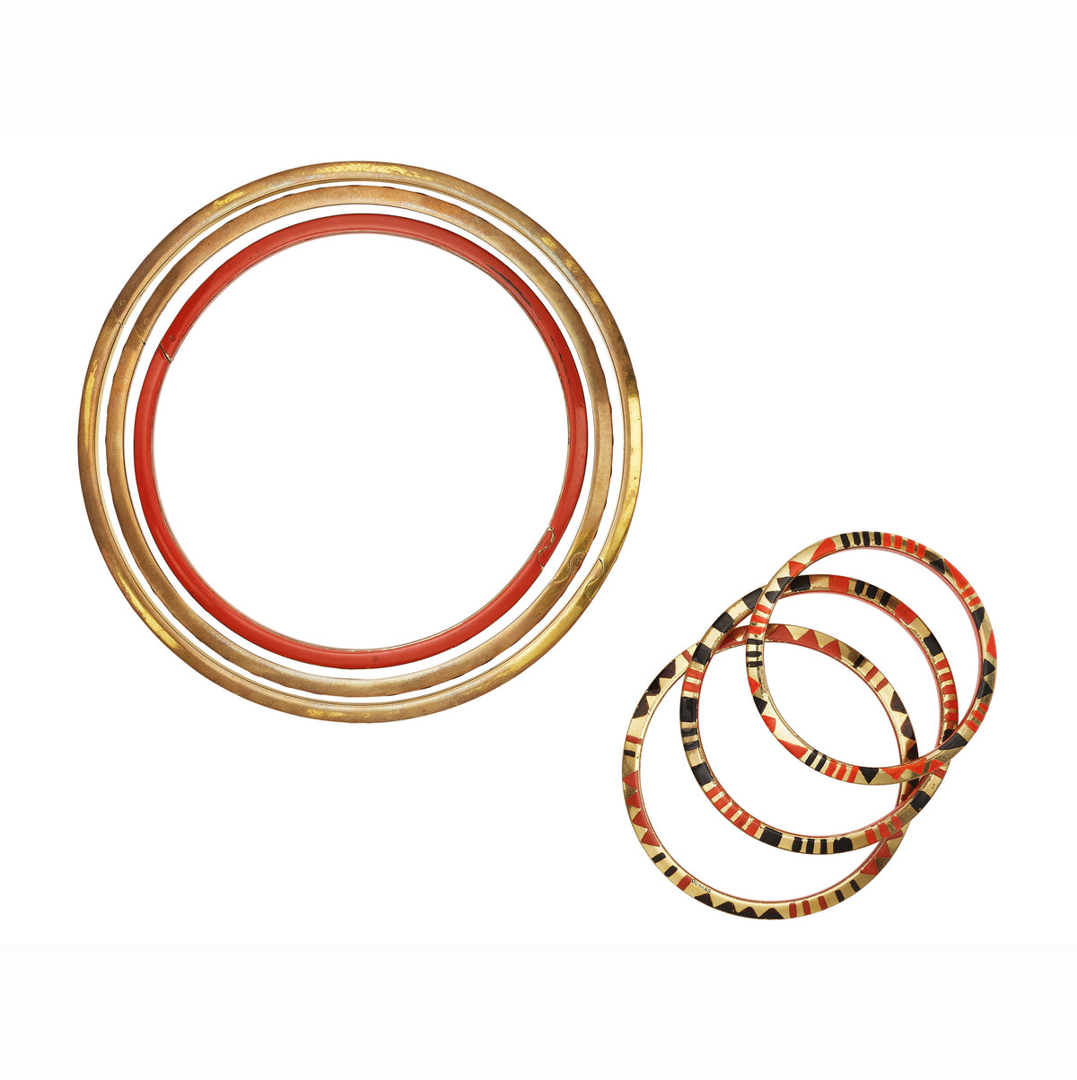Red and Black Lacquer and Oréum Set of Three “Giraffe” Necklaces and Three Bracelets by Jean Dunand, Paris, circa 1927 — additional professional view