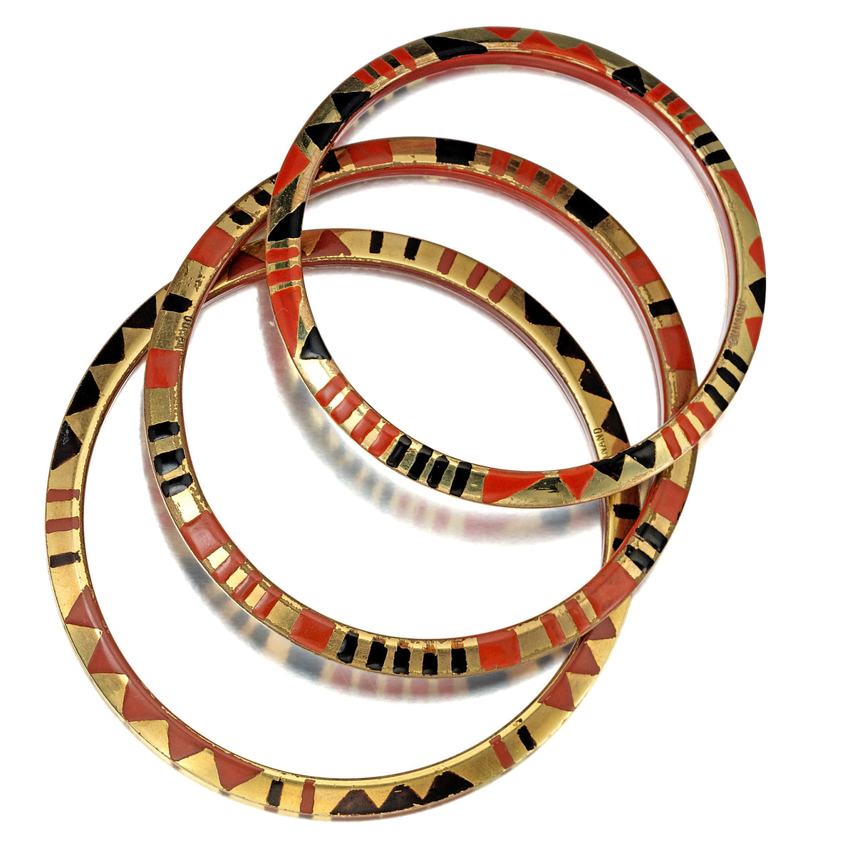 Red and Black Lacquer and Oréum Set of Three “Giraffe” Necklaces and Three Bracelets by Jean Dunand, Paris, circa 1927 — additional professional view
