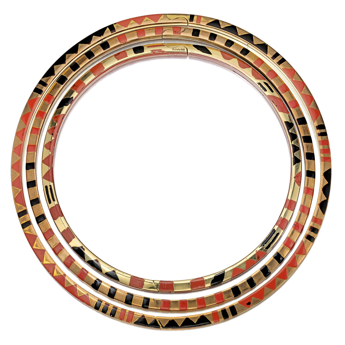 Red and Black Lacquer and Oréum Set of Three “Giraffe” Necklaces and Three Bracelets by Jean Dunand, Paris, circa 1927 — additional professional view