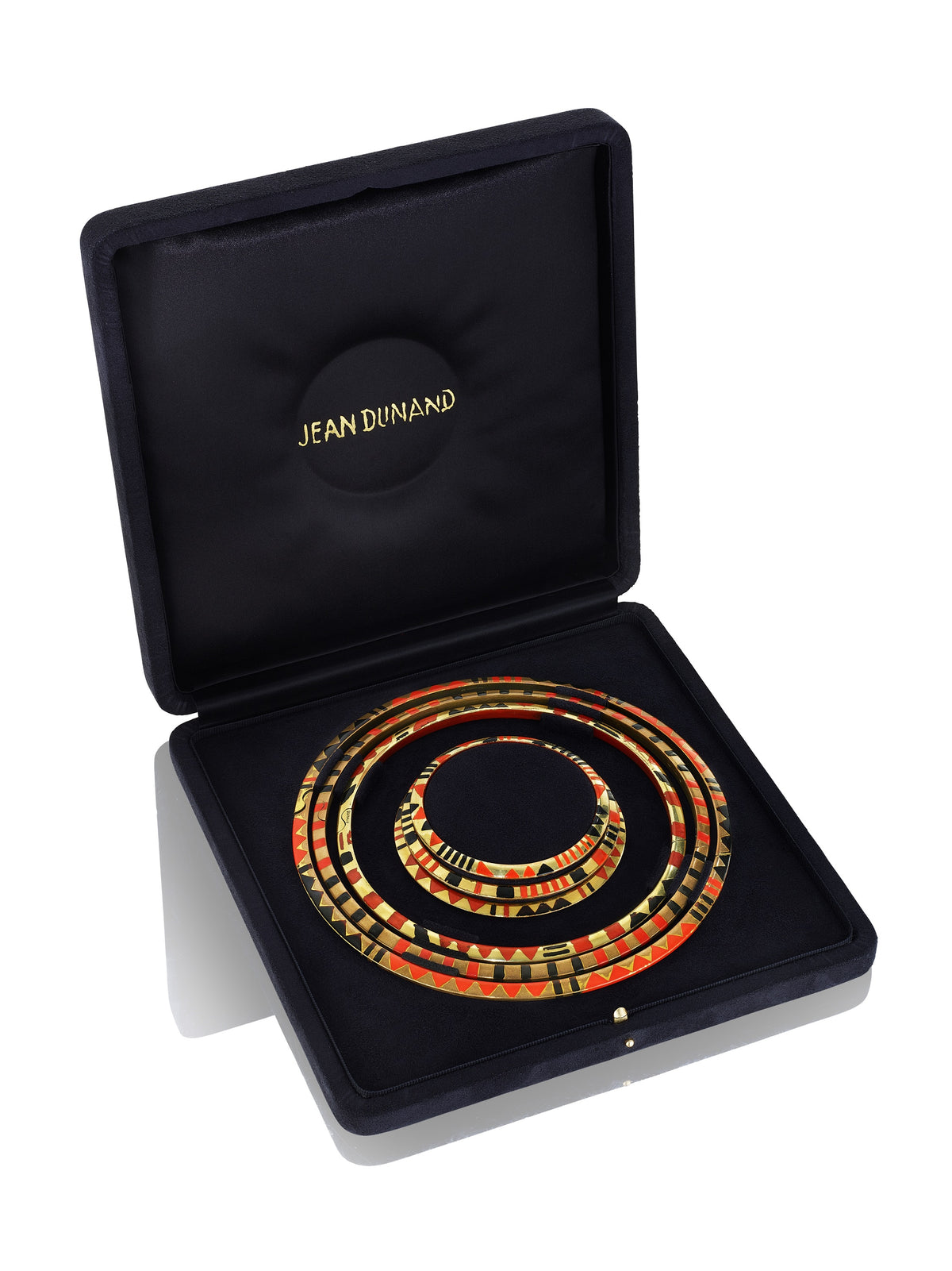 Red and Black Lacquer and Oréum Set of Three “Giraffe” Necklaces and Three Bracelets by Jean Dunand, Paris, circa 1927 — additional professional view