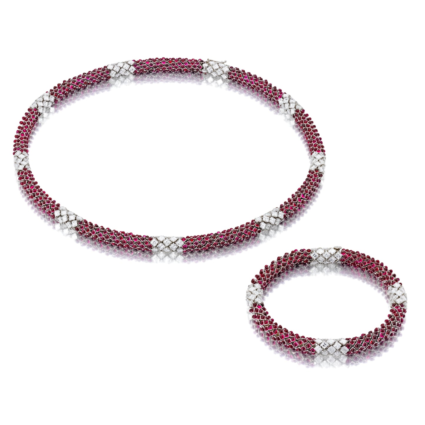 RUBY  AND  DIAMOND  NECKLACE  AND  BRACELET BY  SIEGELSON,  NEW  YORK