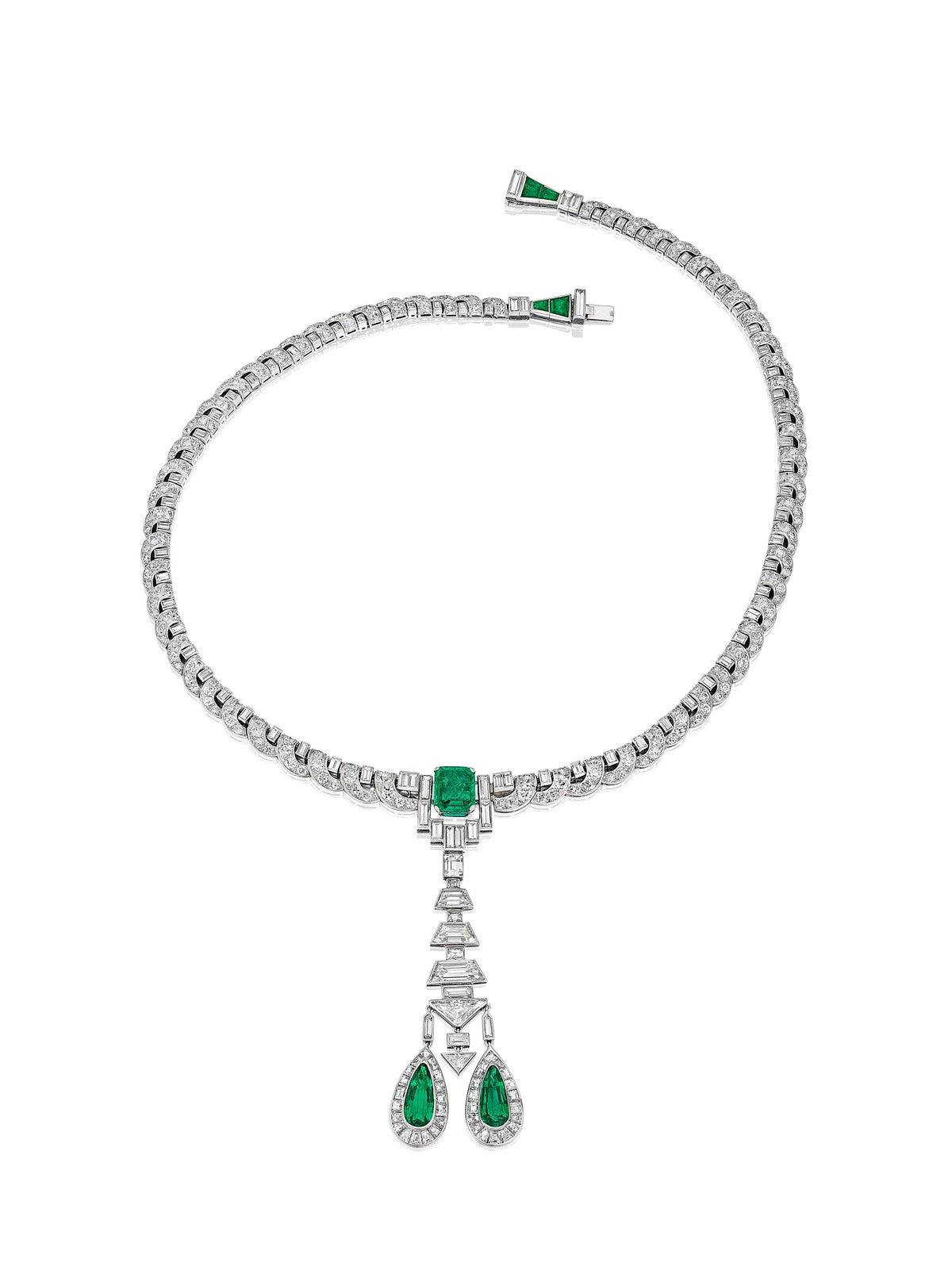 Art Deco Diamond and Emerald Necklace/Brooch by Van Cleef & Arpels, Paris, circa 1928, Manufactured by Rubel Frères — additional professional view