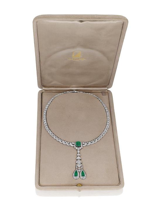 Art Deco Diamond and Emerald Necklace/Brooch by Van Cleef & Arpels, Paris, circa 1928, Manufactured by Rubel Frères