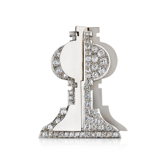 Art Deco King Chessman Brooch by Raymond Templier, Paris, circa 1930