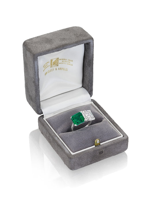 Art Deco Emerald and Diamond Twin Ring by Van Cleef and Arpels, Paris, circa 1930