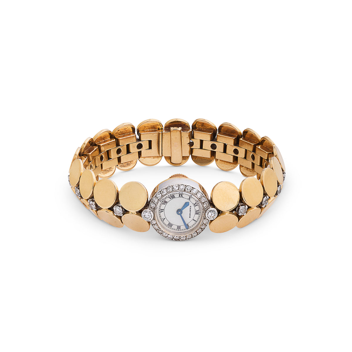 Gold and Diamond Bracelet Watch by Cartier, Paris, circa 1950