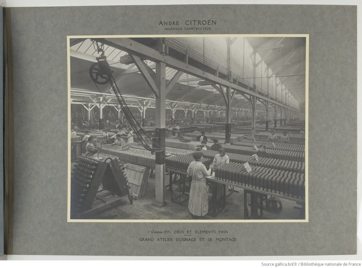 Shell production at the André Citroën factory, 7 October 1915. Source: Gallica, Bibliothèque nationale de France.