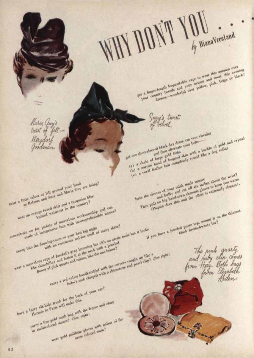 The Fleur brooch featured in Diana Vreeland’s “Why Don’t You . . . “ in Harper’s Bazaar, September 1936.