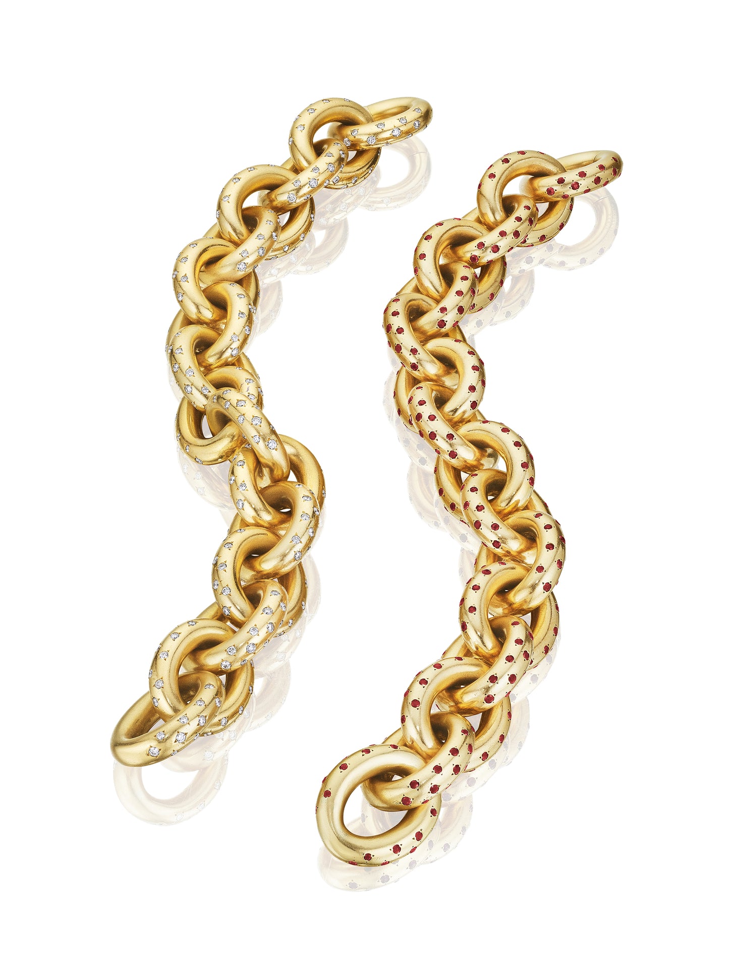 Pair of Art Moderne Gem-Set Gold Link Bracelets by Van Cleef & Arpels, Paris, circa 1940