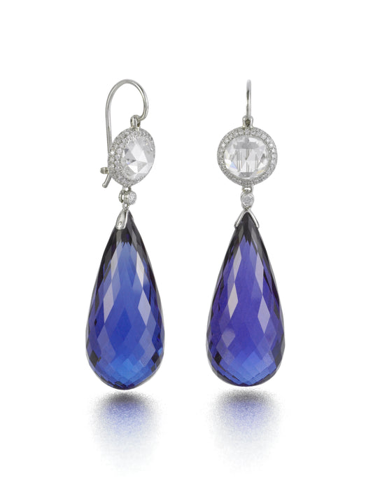 PAIR  OF  TANZANITE  AND  DIAMOND  EAR  PENDANTS  BY  SIEGELSON,  NEW  YORK