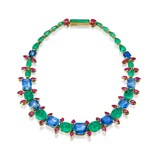 SAPPHIRE,  EMERALD,  AND  RUBY  “HINDU”  NECKLACE BY  SUZANNE  BELPERRON,  PARIS,  CIRCA  1948