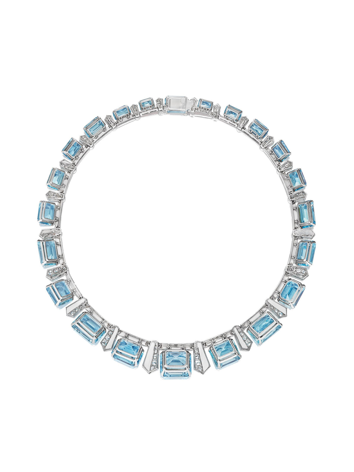 Art Modern Aquamarine, Diamond and Coral Necklace by Jean Fouquet, Paris, circa 1935