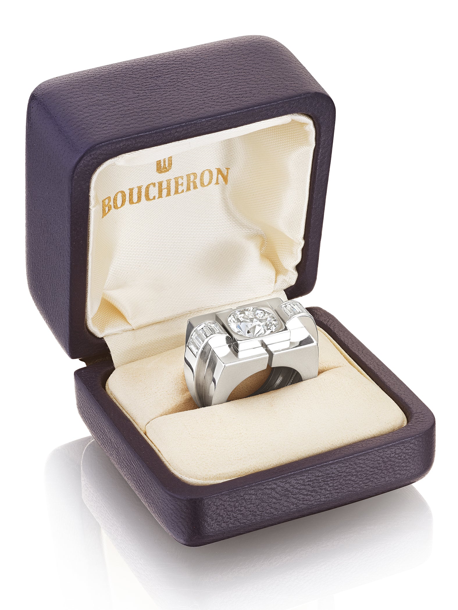 Platinum and Diamond Tank Ring by Boucheron, Paris, 1943