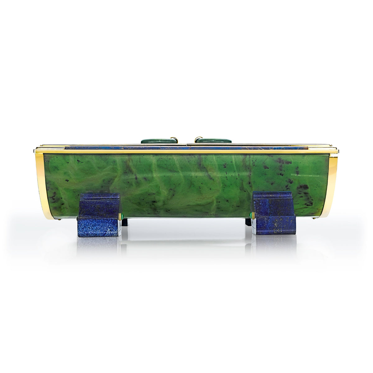 Art Deco Crystal, Nephrite, Lapis Lazuli, and Gold Box by Cartier, Paris, circa 1928